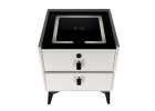 Bedside table with drawers LED lighting USB charging Bluetooth speaker ecru 9