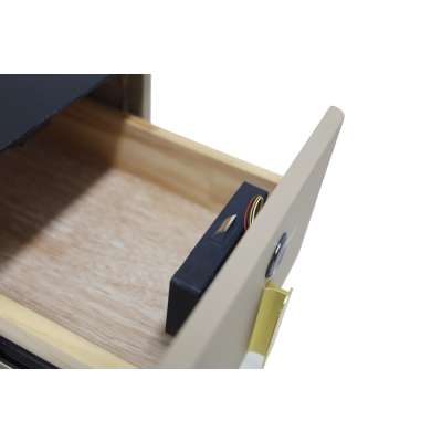 Bedside table with drawers LED lighting USB charging and Bluetooth speaker beige