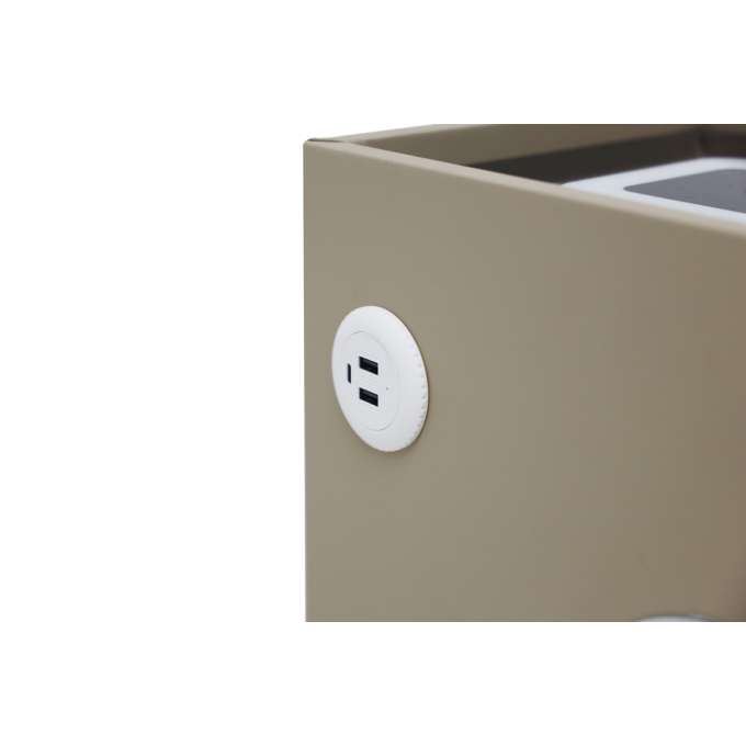 Bedside table with drawers LED lighting USB charging and Bluetooth speaker beige