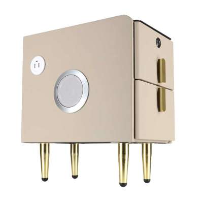 Bedside table with drawers LED lighting USB charging and Bluetooth speaker beige