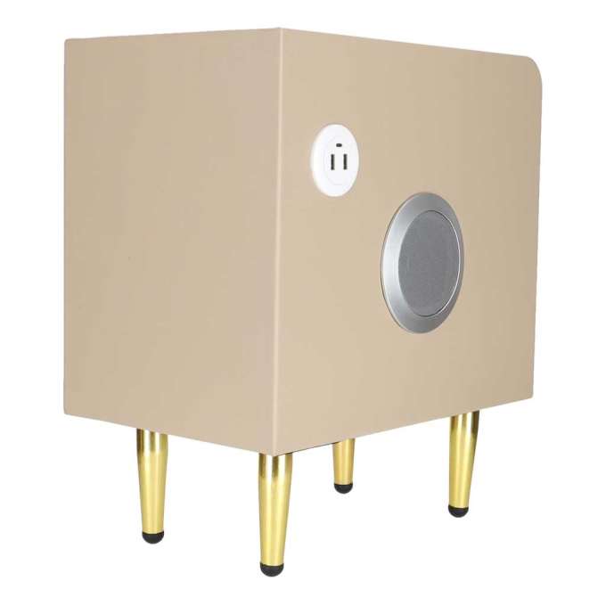 Bedside table with drawers LED lighting USB charging and Bluetooth speaker beige