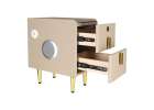 Bedside table with drawers LED lighting USB charging and Bluetooth speaker beige 9