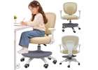 Children's desk chair adjustable swivel chair with footrest beige 1