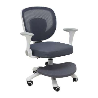 Children's desk chair adjustable swivel chair with footrest grey