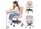 Children's desk chair adjustable swivel chair with footrest pink 1