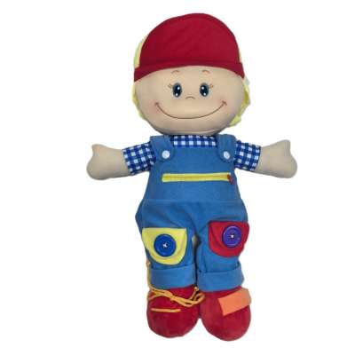 Doll plush cuddle toy educational dressing-learning boy