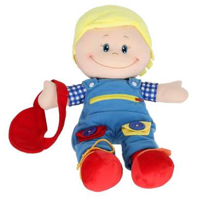 Doll plush cuddle toy educational dressing-learning boy