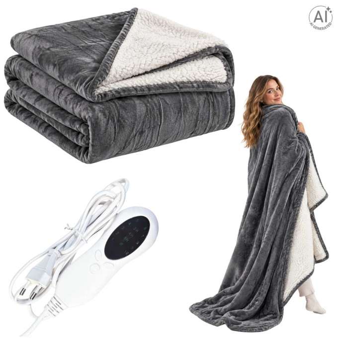 Electric heated blanket 180x210cm 150W 10 levels timer heating mat