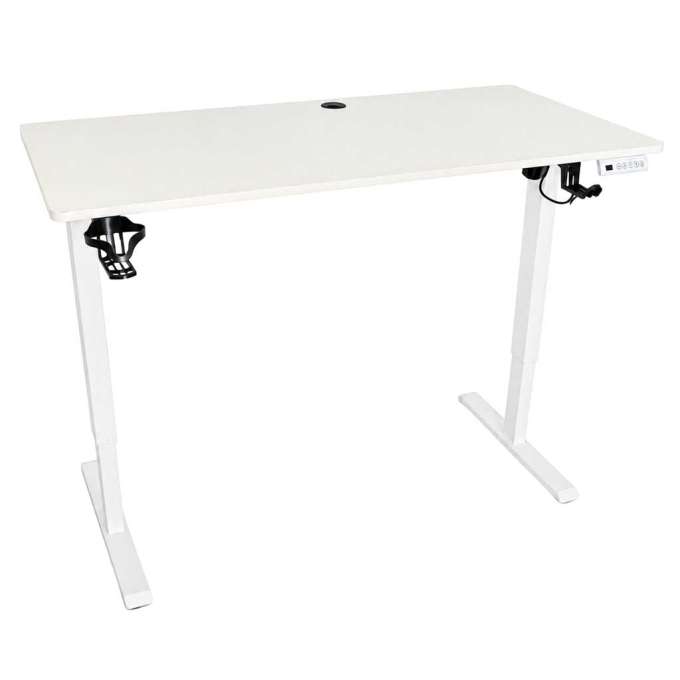 Electric height-adjustable desk with memory function and control panel 120x60 cm white