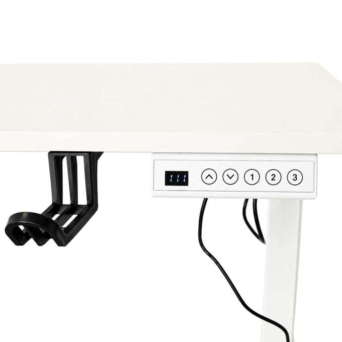 Electric height-adjustable desk with memory function and control panel 120x60 cm white