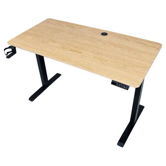 Electric height-adjustable desk with memory function and control panel 120x60 cm wood