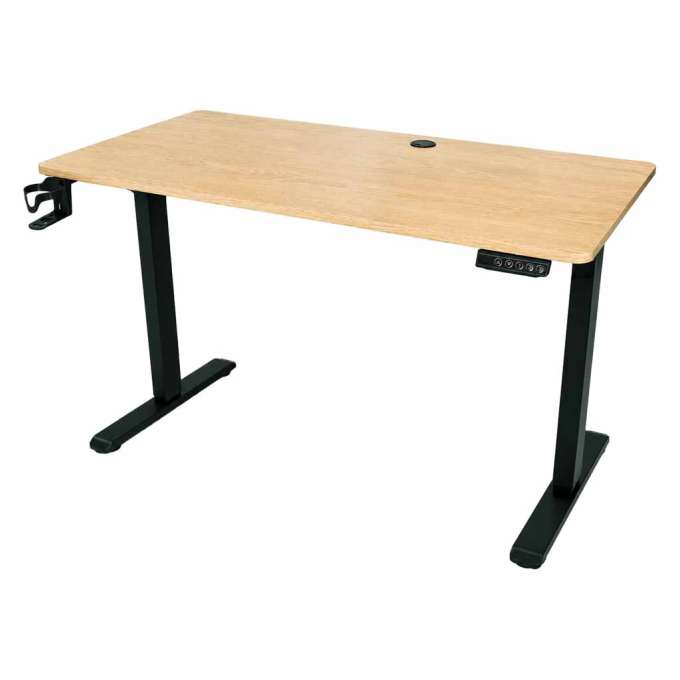 Electric height-adjustable desk with memory function and control panel 120x60 cm wood