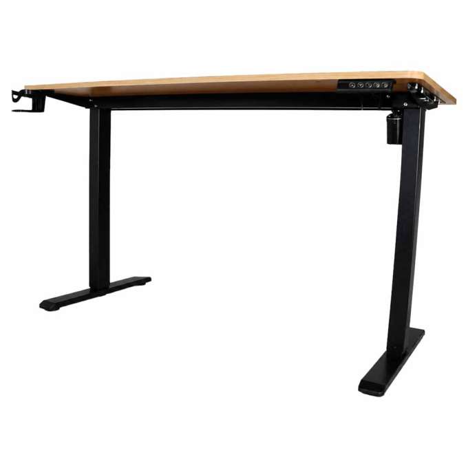 Electric height-adjustable desk with memory function and control panel 120x60 cm wood