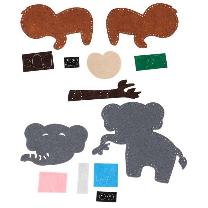 Embroidery sewing kit animal patterns set of 6