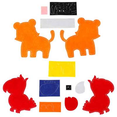 Embroidery sewing kit animal patterns set of 6