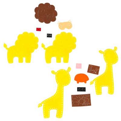 Embroidery sewing kit animal patterns set of 6