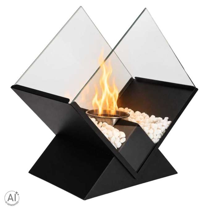 Freestanding smokeless tabletop bioethanol fireplace diamond design