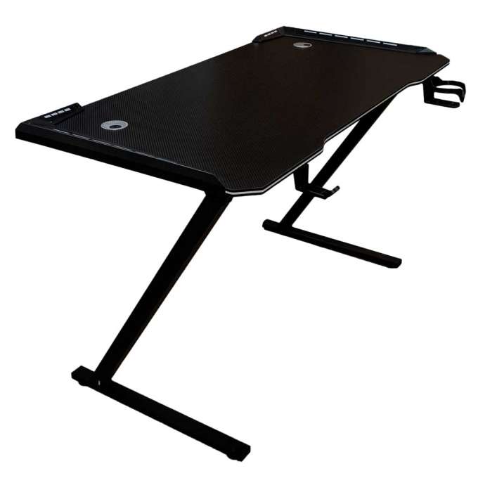 Gaming Desk with RGB LED Lighting and Computer Mounts for Gamers 120x60cm
