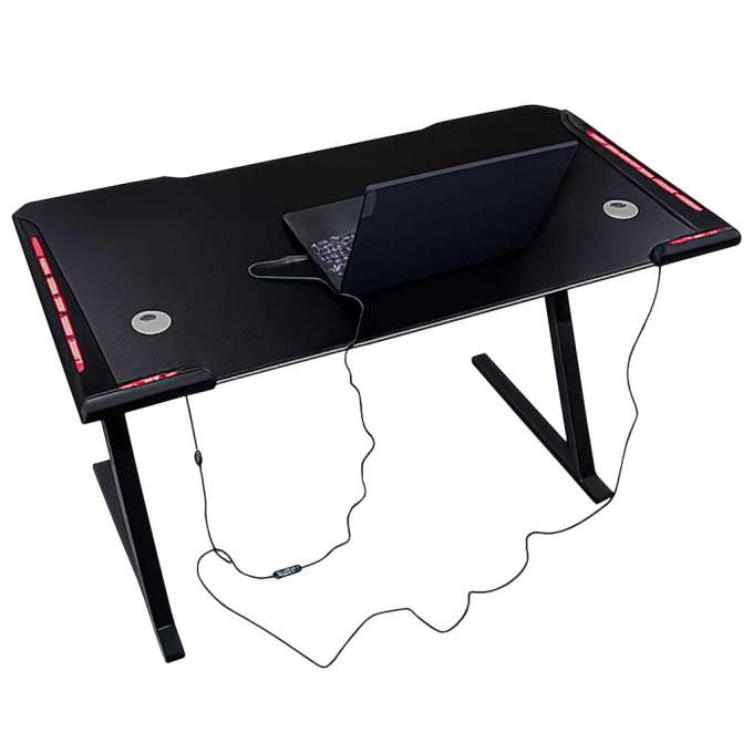 Gaming Desk with RGB LED Lighting and Computer Mounts for Gamers 120x60cm