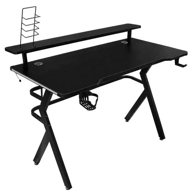 Gaming desk with RGB LED extension and computer mounts for gamers 120x60 cm