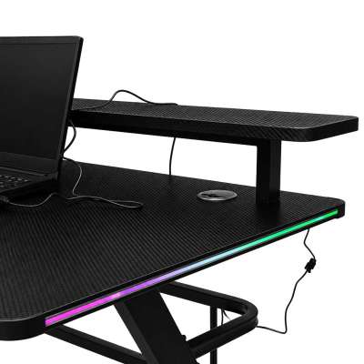 Gaming desk with RGB LED extension and computer mounts for gamers 120x60 cm