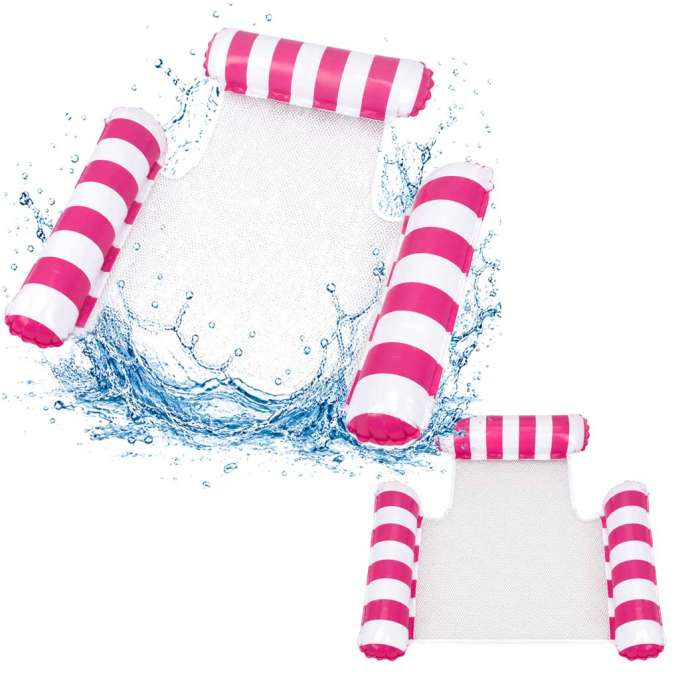 Inflatable water hammock chair swimming lounger pink mesh