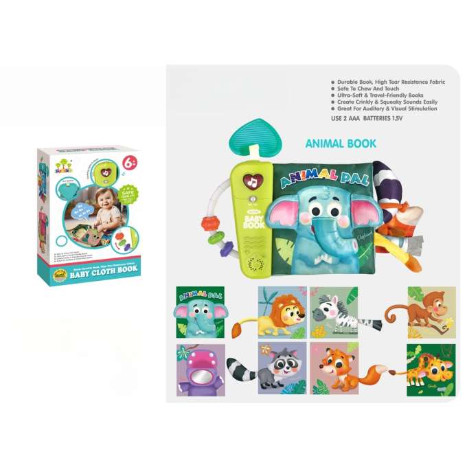 Interactive sensory book for babies with sounds of animals