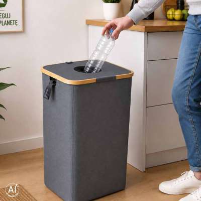 Kosz na butelki zwrotne kaucyjne z wyjmowaną torbą segregacja śmieci recykling