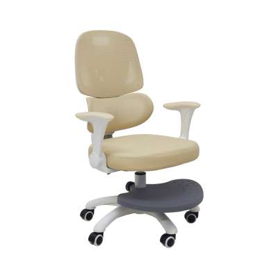 Krzesło do biurka dla dziecka fotel ergonomiczny obrotowy regulowany beżowy