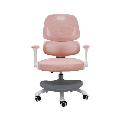 Krzesło do biurka dla dziecka fotel ergonomiczny obrotowy regulowany różowy