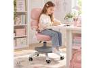Krzesło do biurka dla dziecka fotel ergonomiczny obrotowy regulowany różowy 5