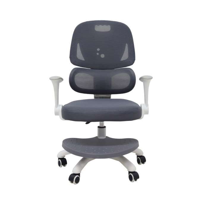Krzesło do biurka dla dziecka fotel ergonomiczny obrotowy regulowany szary