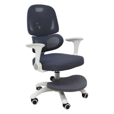 Krzesło do biurka dla dziecka fotel ergonomiczny obrotowy regulowany szary