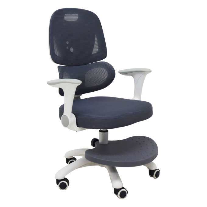 Krzesło do biurka dla dziecka fotel ergonomiczny obrotowy regulowany szary