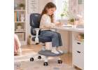 Krzesło do biurka dla dziecka fotel ergonomiczny obrotowy regulowany szary 4