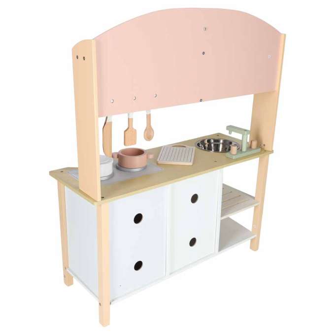 Kuchnia dla dzieci drewniana  MDF MODERN CLASSIC akcesoria 82cm różowa