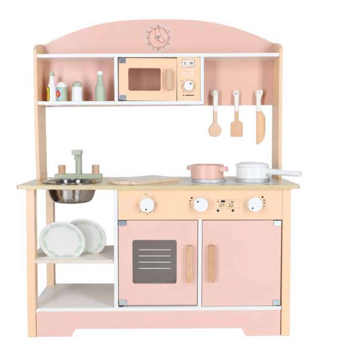 Kuchnia dla dzieci drewniana  MDF MODERN CLASSIC akcesoria 82cm różowa