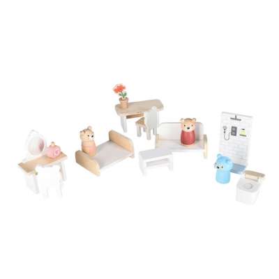 LULILO Wooden Dollhouse with Furniture and Figures 56 cm Mint