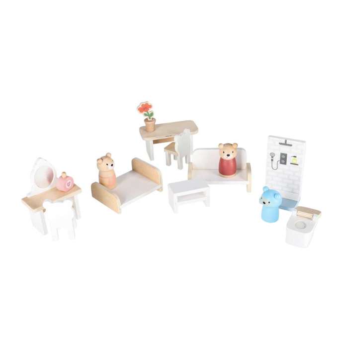 LULILO Wooden Dollhouse with Furniture and Figures 56 cm Mint