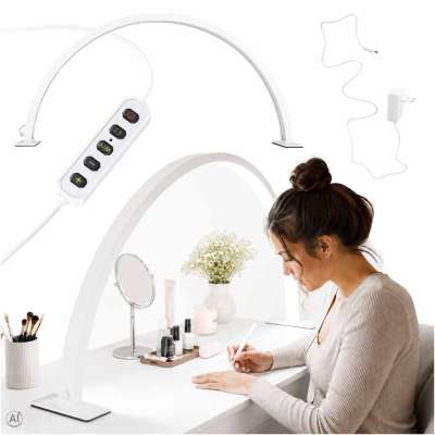 Lampa kosmetyczna LED bezcieniowa biurkowa do manicure paznokci łuk biała