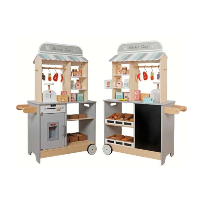 Market drewniany stragan food truck z piekarnikiem