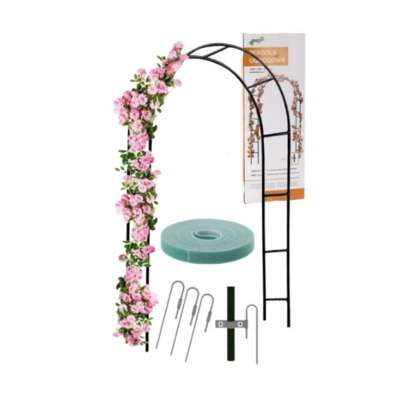 Metal garden pergola arch holder for roses and climbing flowers 240 cm green