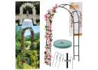 Metal garden pergola arch holder for roses and climbing flowers 240 cm green 2