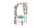 Pergola ogrodowa metalowa łuk uchwyt na róże kwiaty pnącza 240cm zielony 1