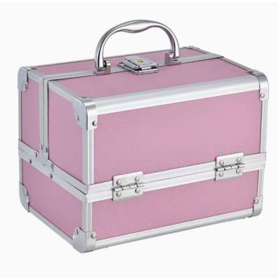 Pink cosmetic organizer with mirror