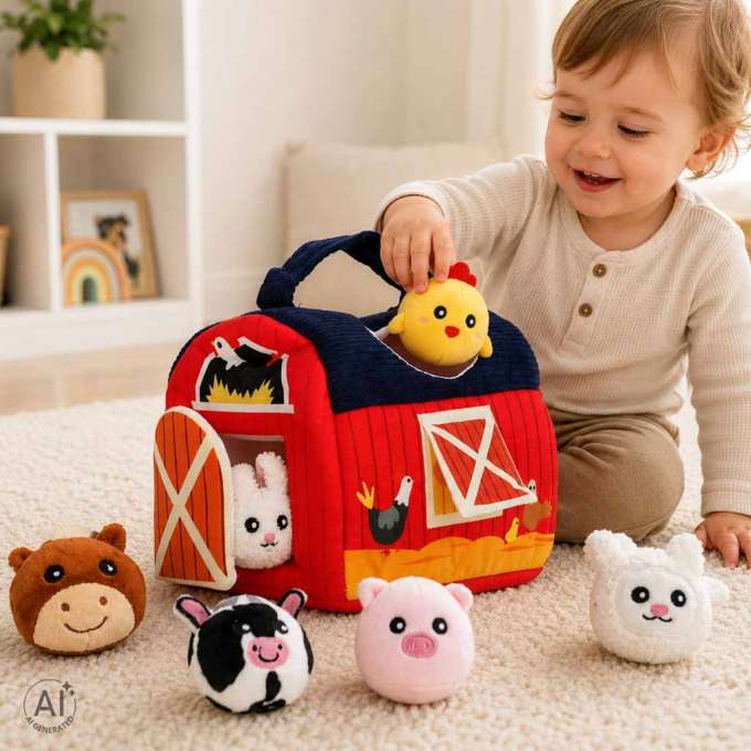 Plush sensory activity house sorter farm animals educational toy