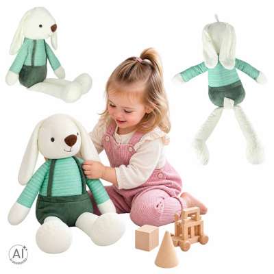 Plush toy rabbit in green shorts 70 cm