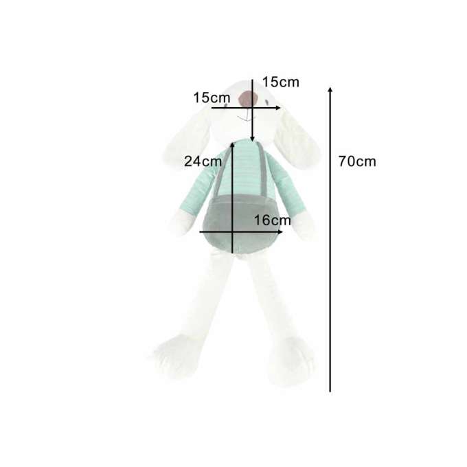 Plush toy rabbit in green shorts 70 cm