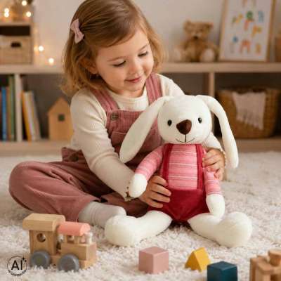 Plush toy rabbit in yellow shorts 36 cm