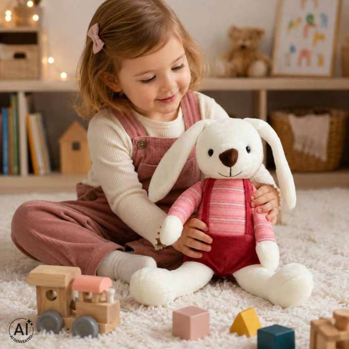 Plush toy rabbit in yellow shorts 36 cm